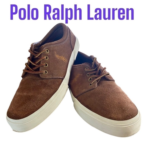 Polo Ralph Lauren “Faxon Low” suede sneaker rich brown Mens 8.5/Women 10 EUC!!! - Picture 4 of 12